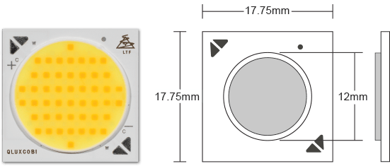 QLUX LTCOBI1818905727 18x18mm 2 channel color tunable 2700K 5700K COB LED QLUX LTCOBI1818905727 18x18mm 2 channel color tunable 2700K 5700K COB LED
