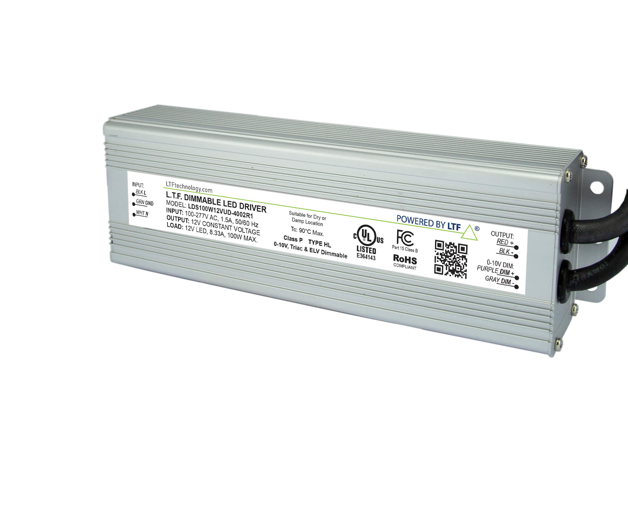 LDS10012VUD-4002 100W UniDriver Universal Input 120-277V AC True Tri Mode Dimmable ELV Triac 0-10V LED Driver Power Supply