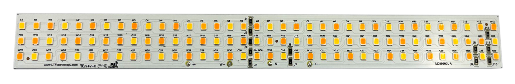 QLUXL22812W108LED94018C3-2 3 Channel Tunable 228mm Linear DC LED Board