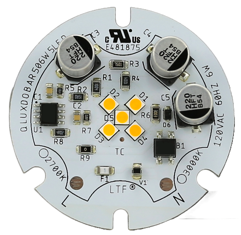 QLUXDOBAR506W5LED9 Series AC Line Voltage LED Board QLUXDOBAR22830W112LED92722KCS DOB 30W 120V Dimmable AC Line Voltage LED Board